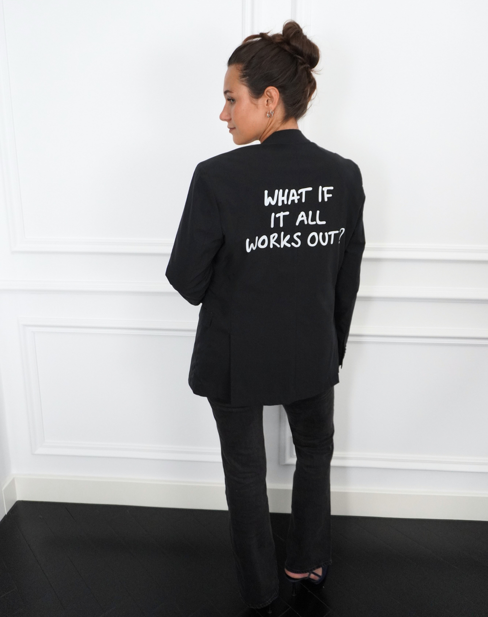 What if it all works out? Upcycled Blazer (XL Druck)