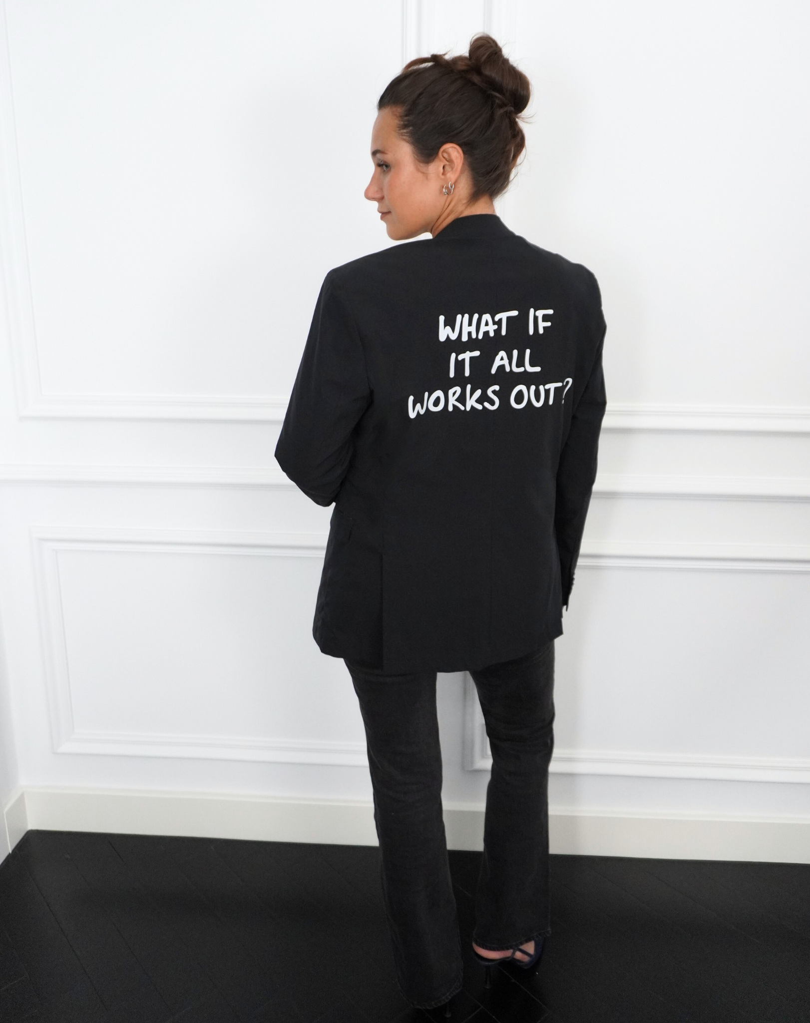 What if it all works out? Upcycled Blazer (big print)