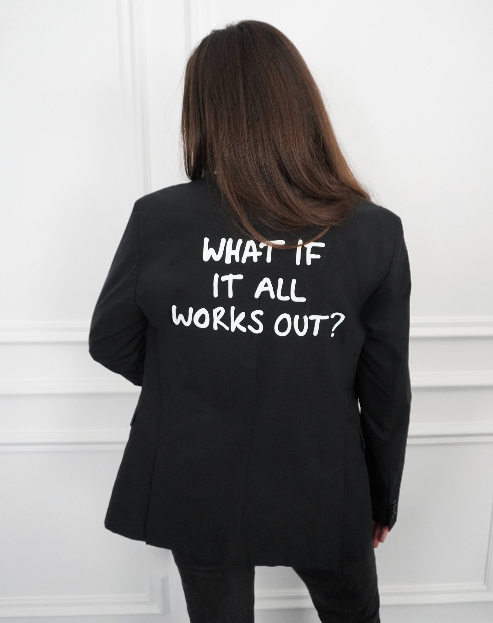 What if it all works out? Upcycled Blazer (big print)