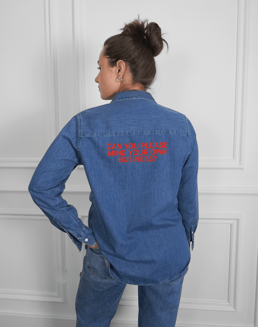 Can you please mind your own business? Jeanshemd