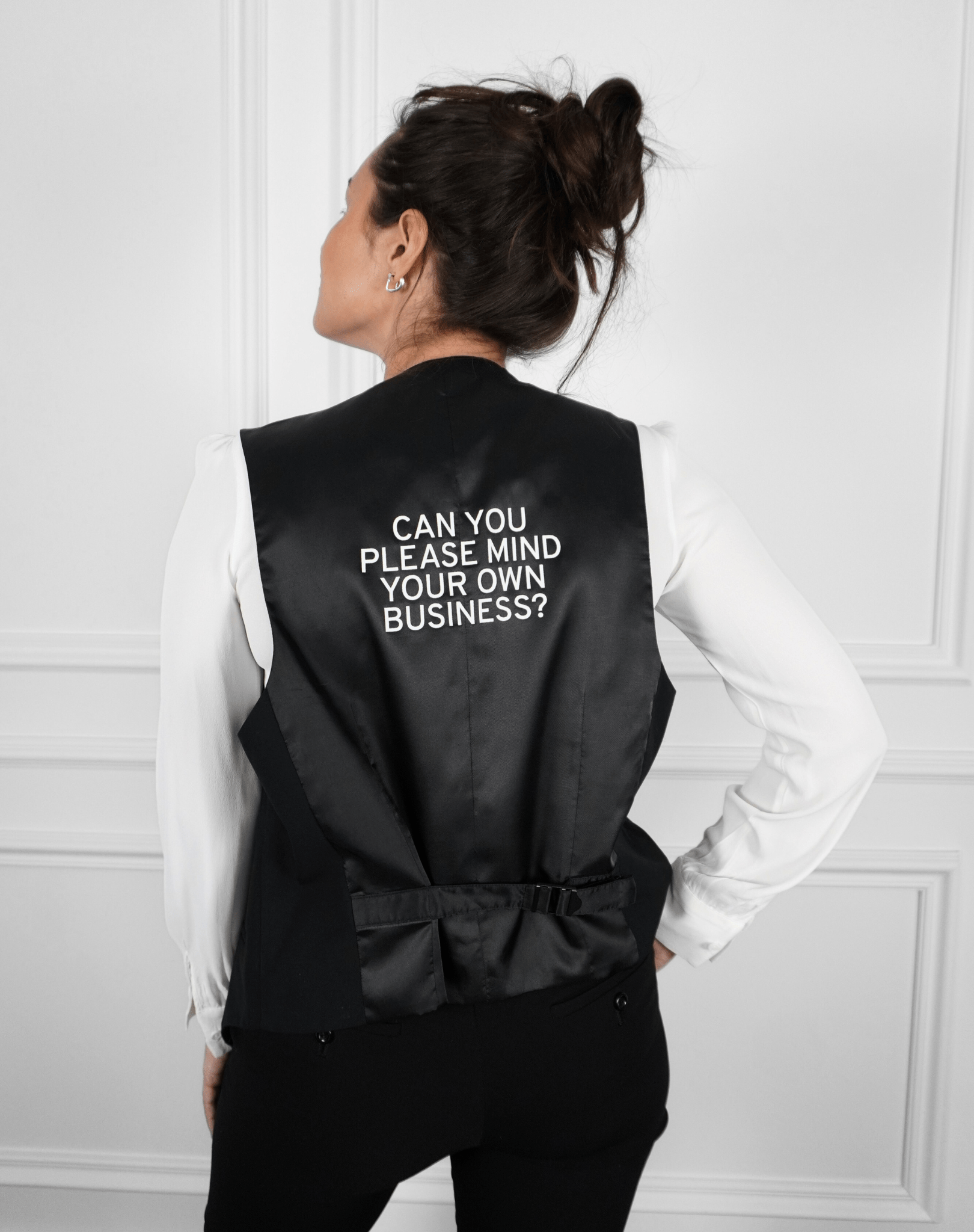 Can you please mind your own business? Upcycled Waistcoat - OBLIVIOUS?