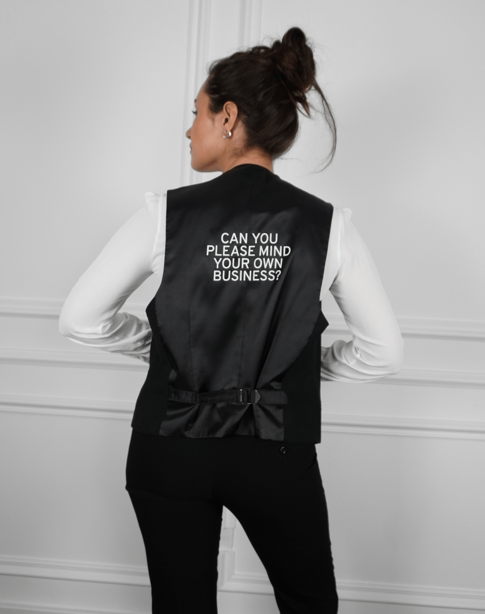 Can you please mind your own business? Upcycled Waistcoat - OBLIVIOUS?