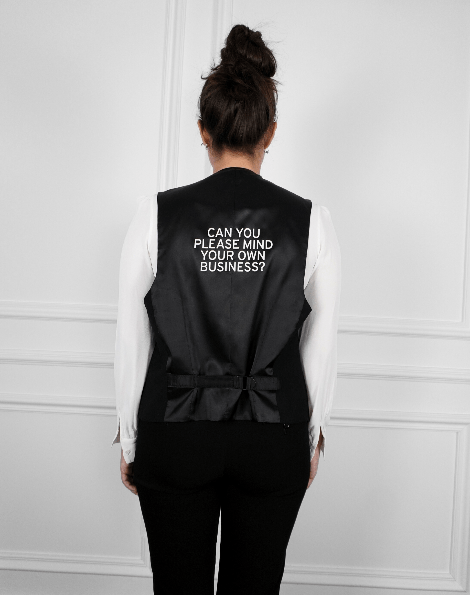 Can you please mind your own business? Upcycled Waistcoat - OBLIVIOUS?