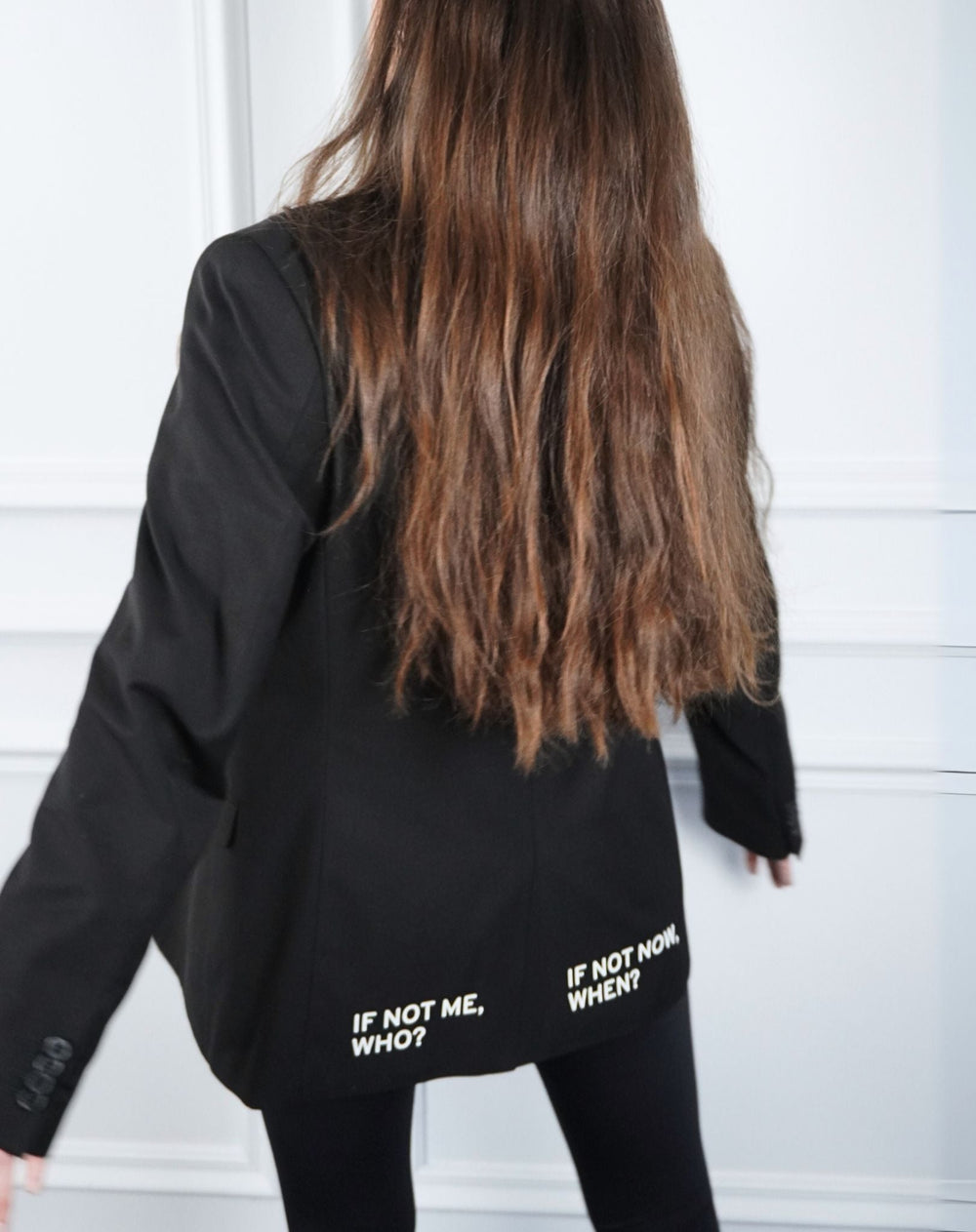 If not me who? If not now when? Upcycled Blazer (Bedruckt)