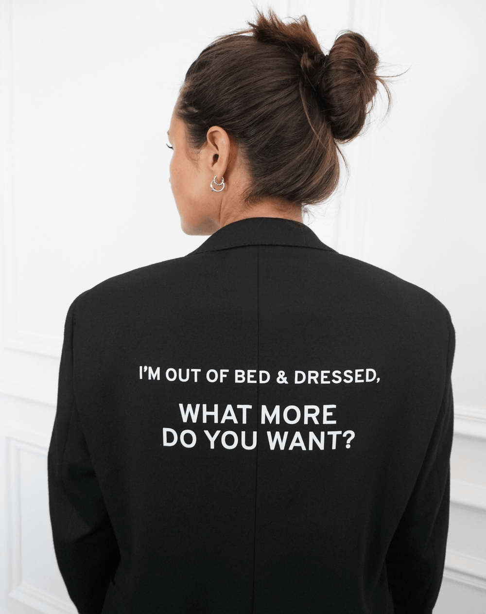 I'm out of bed and dressed, what more do you want? Upcycled Blazer - OBLIVIOUS?