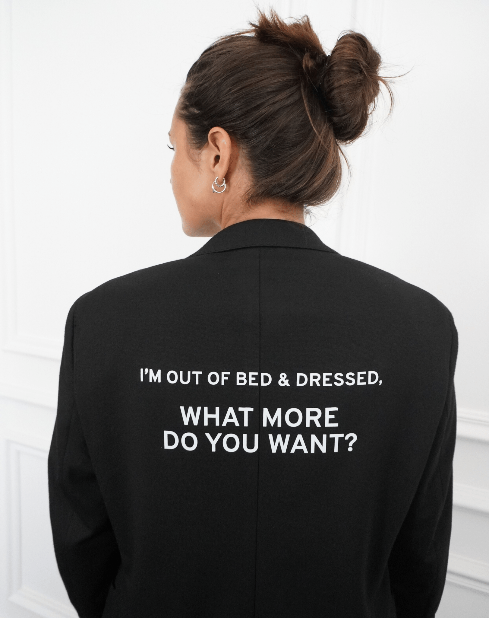 I'm out of bed and dressed, what more do you want? Upcycled Blazer - OBLIVIOUS?