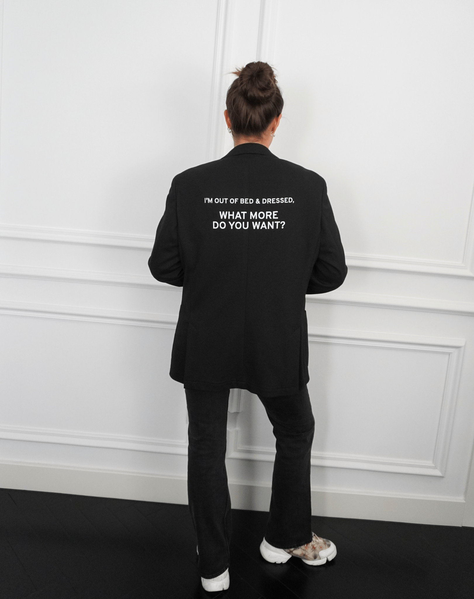 I'm out of bed and dressed, what more do you want? Upcycled Blazer - OBLIVIOUS?