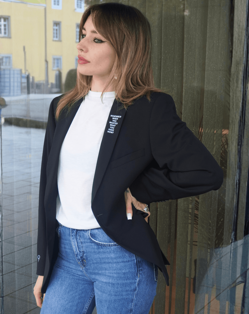 Remember when you wanted what you have now? Upcycled Blazer (small print) - OBLIVIOUS?