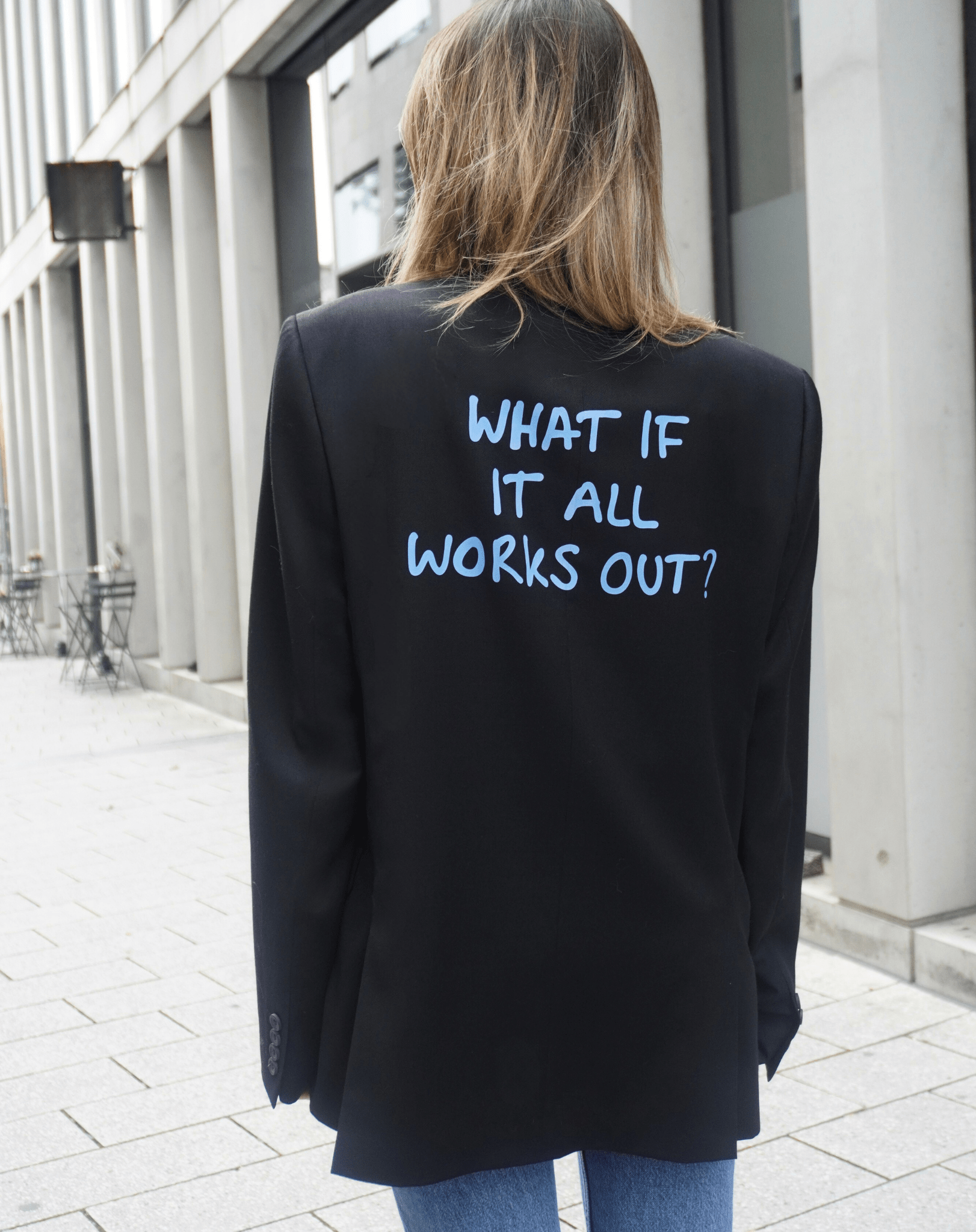 What if it all works out? Upcycled Blazer (Blue print) - OBLIVIOUS?