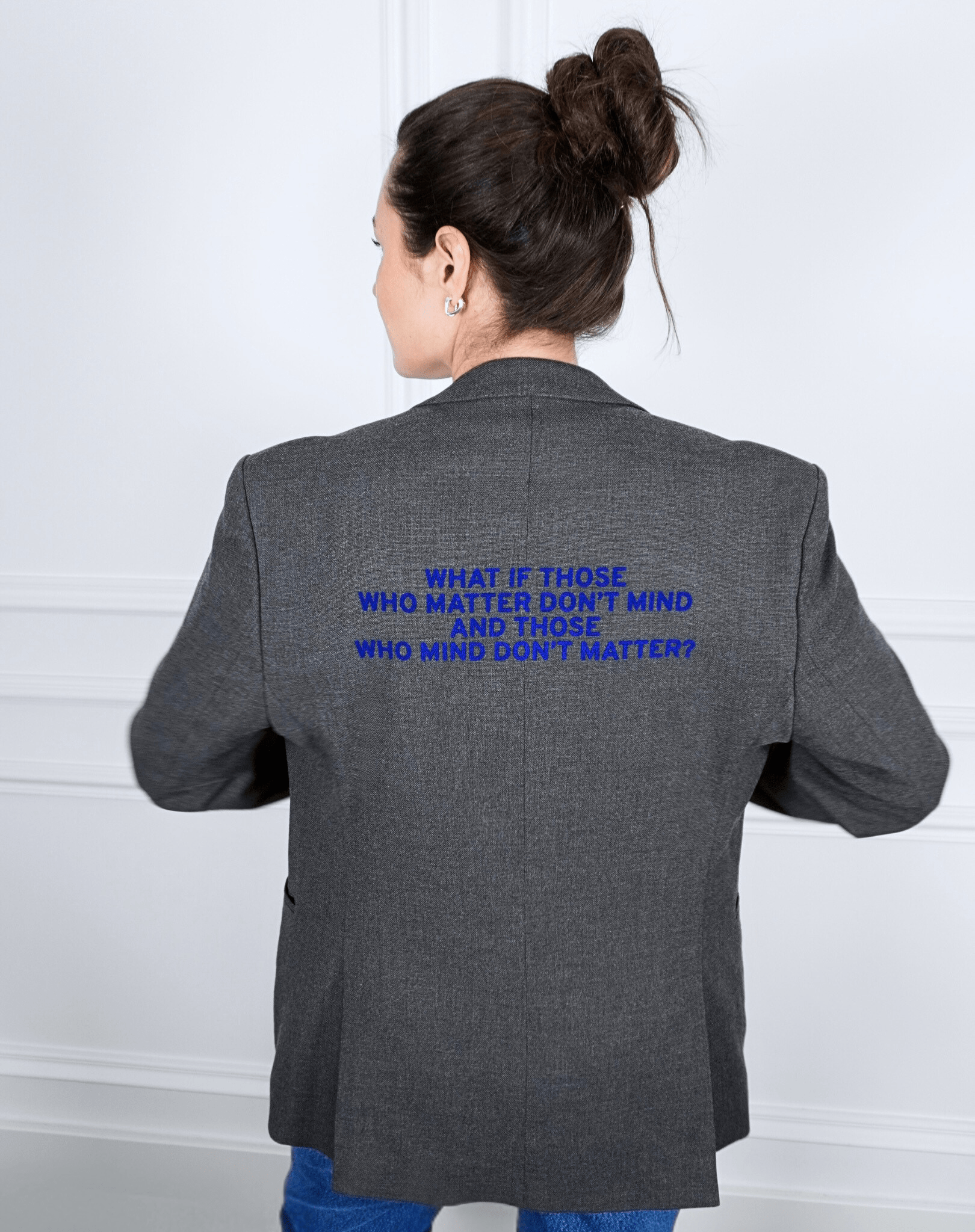 What if those who matter don't mind and those who mind don't matter? Upcycled Blazer (Blue) - OBLIVIOUS?