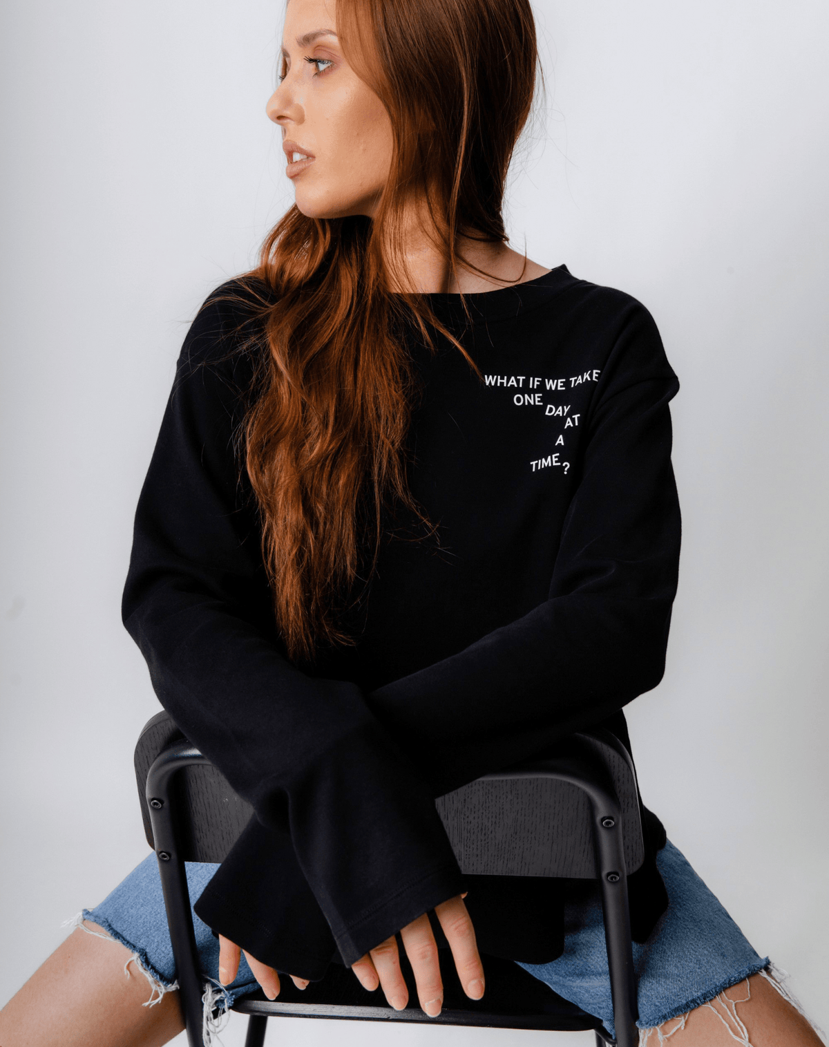 What if we take it one day at a time? Black Flowy Long Sleeve - OBLIVIOUS?