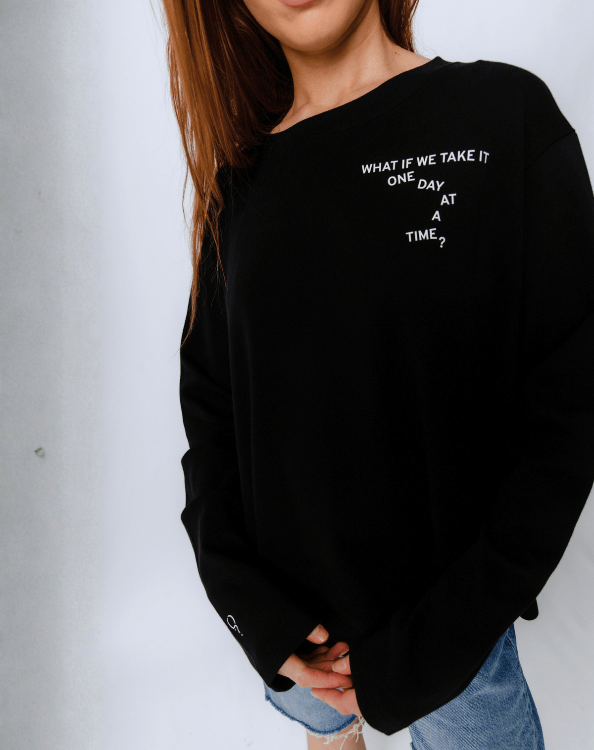 What if we take it one day at a time? Black Flowy Long Sleeve - OBLIVIOUS?