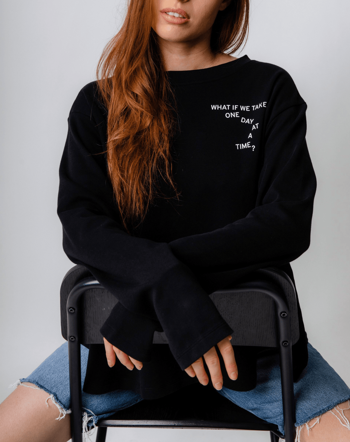 What if we take it one day at a time? Black Flowy Long Sleeve - OBLIVIOUS?