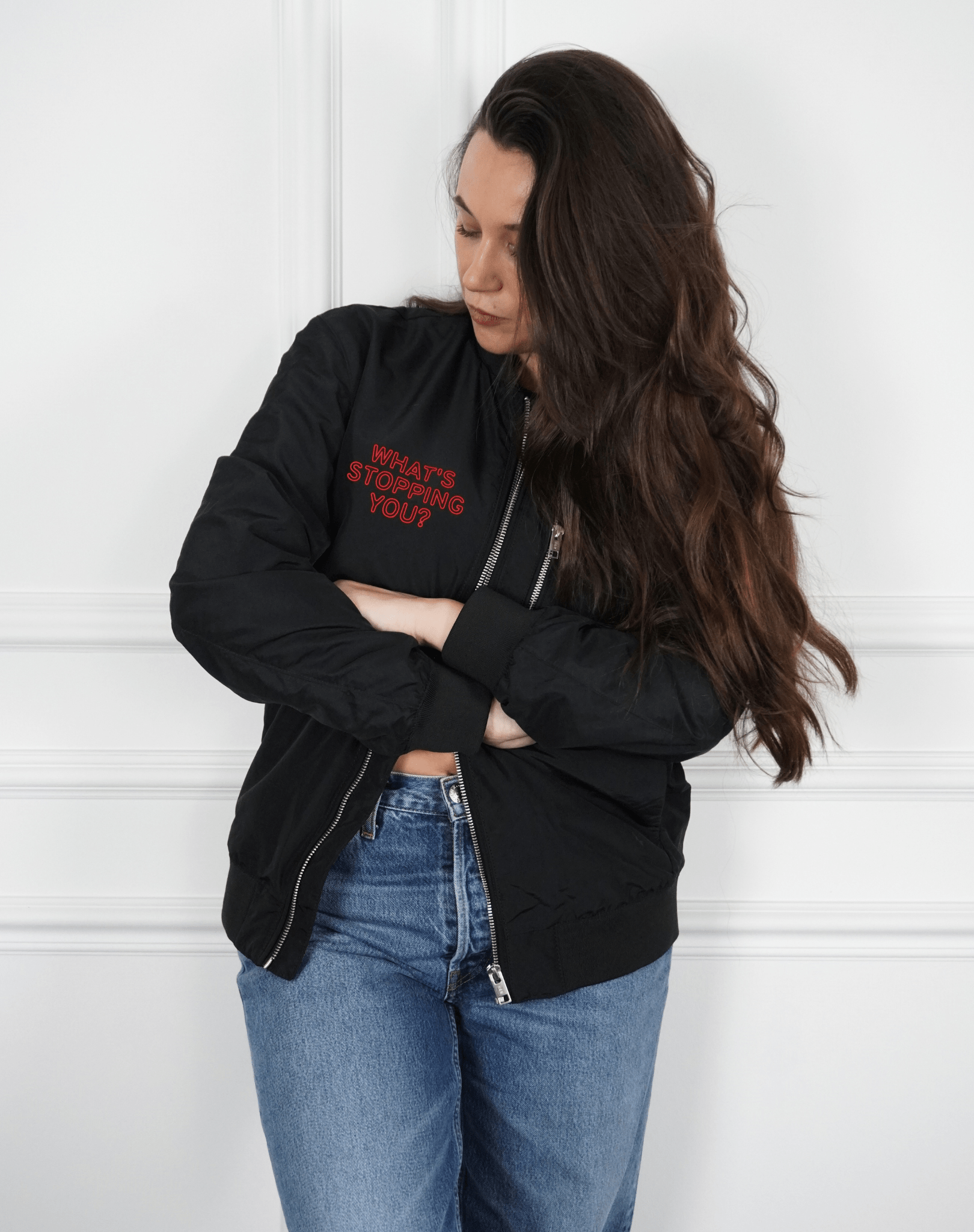 What's stopping you? Upcycled Bomber Jacket - OBLIVIOUS?