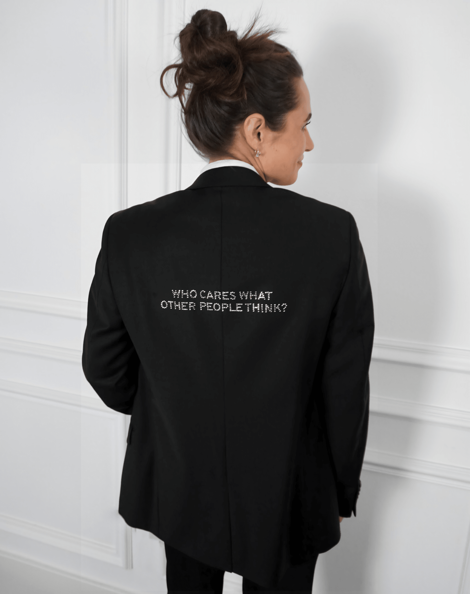 Who cares what other people think? Upcycled Blazer (Limited Edition Rhinestone) - OBLIVIOUS?