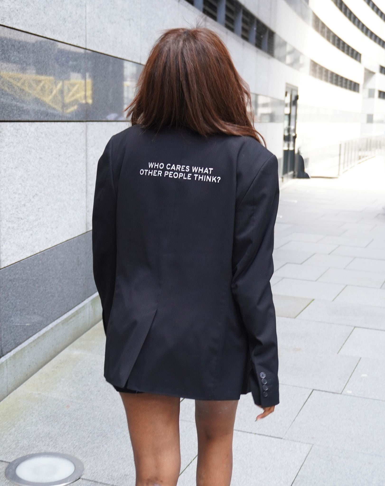 Who cares what other people think? Upcycled Blazer (Silver Reflective) - OBLIVIOUS?