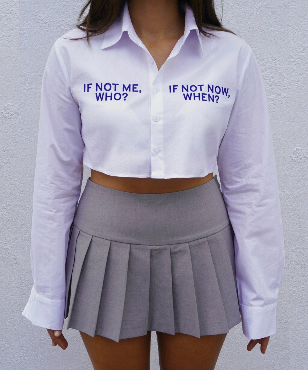 White Shirt &#39;IF NOT ME, WHO? IF NOT NOW, WHEN?&#39; - Electric Blue - OBLIVIOUS?