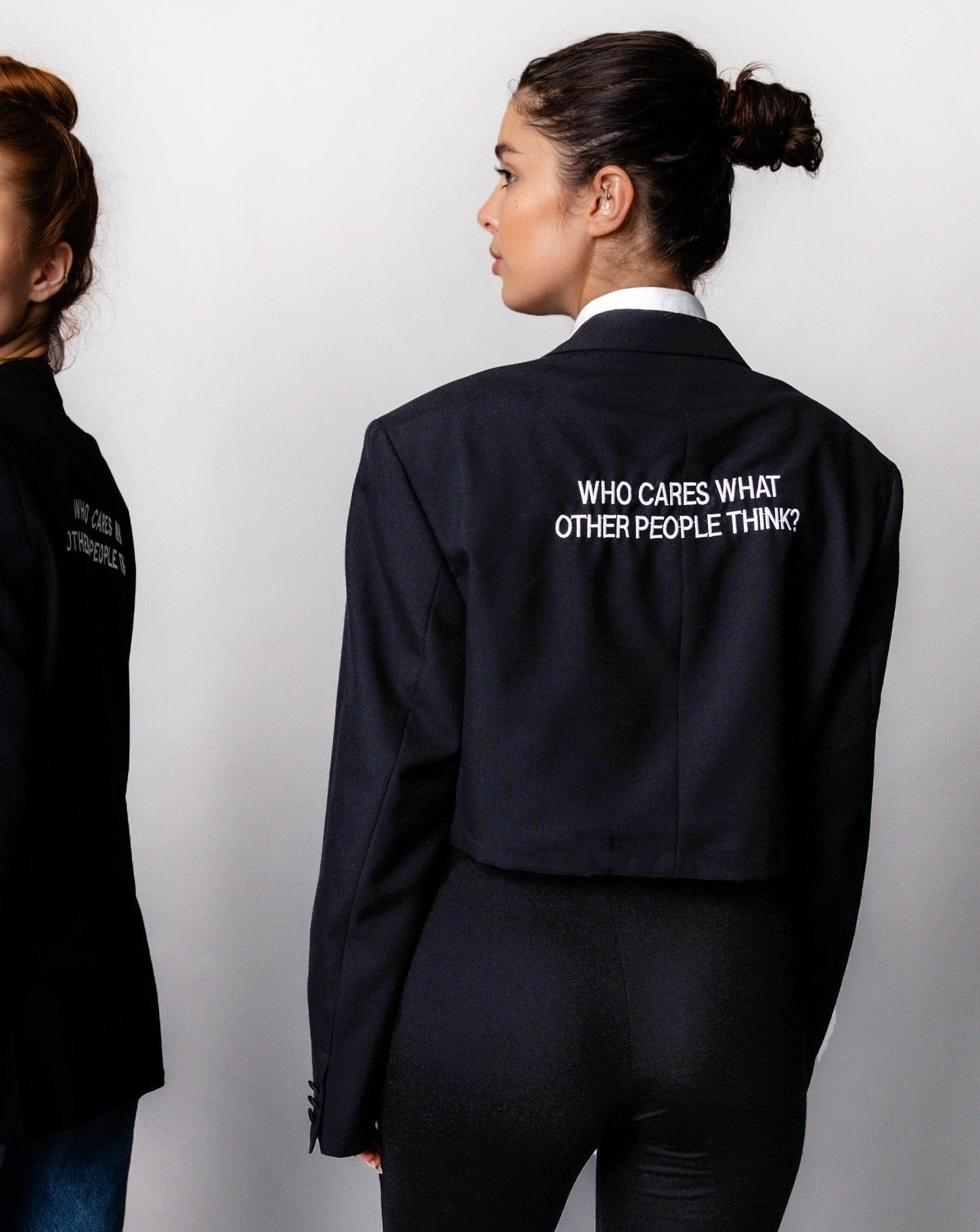 WHO CARES? Cropped Upcycled Blazer - OBLIVIOUS?